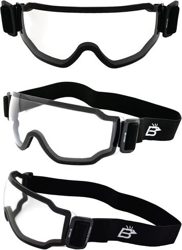 Birdz Eyewear Arch Safety Sky Diving Motorcycle Goggles for Men & Women ANSI Z78.1+ 2 Pairs Clear and Smoke Lenses in Saudi Arabia
