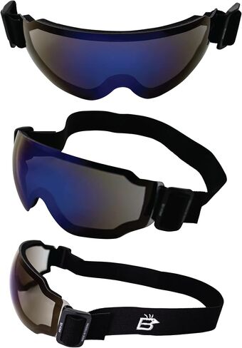 Birdz Eyewear Arch Safety Sky Diving Motorcycle Goggles for Men & Women ANSI Z78.1+ 2 Pairs Clear and Smoke Lenses in Saudi Arabia