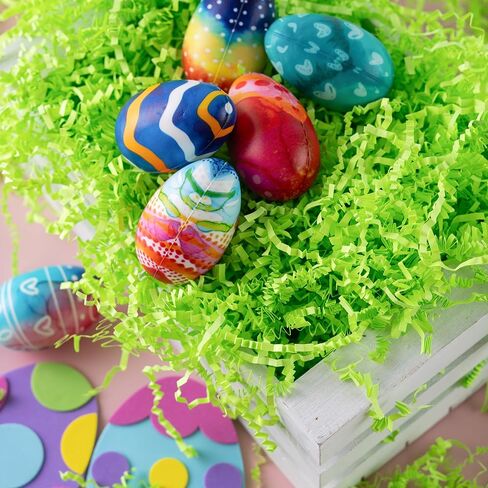 JOYIN 24oz (680g) Easter Dark Green Grass, Pure Dark Green Recyclable Paper Grass, Shred Raffia Grass Crinkle Cut for Easter Egg Hunt, Basket Stuffer Filler, Party Bag Decor Favors, Gift Wrapping in Saudi Arabia