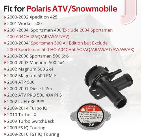 JAVIK Remote Coolant Filler & Radiator Fit for Polaris Sportsman Magnum ATP Xpedition Worker ATV PRO 400 425 500 Turbo 2000-2014，O.E.M#5433364 1240044 in Kuwait