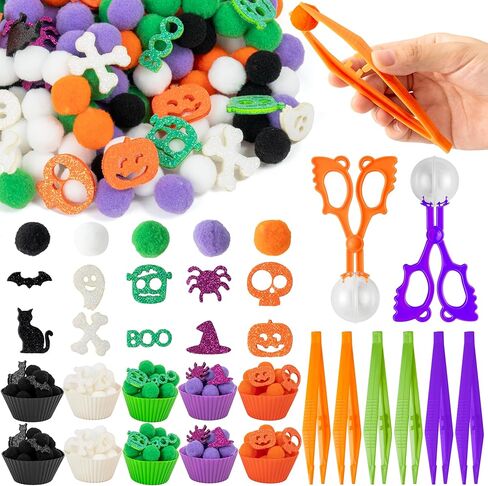 Fall Fine Motor Toys - 294P Fall Thanksgiving Counting Sorting Sensory Bin Filler Set for Kids Autumn Counting Toy with Felt Maple Leaf Pom Poms Cup Clip for Preschool Education Activities in Kuwait