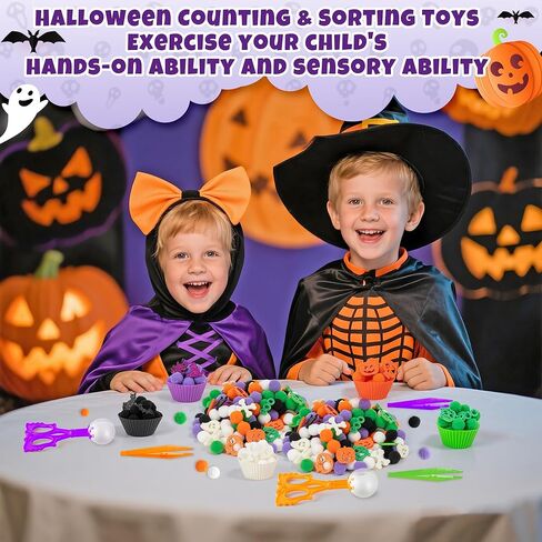 Fall Fine Motor Toys - 294P Fall Thanksgiving Counting Sorting Sensory Bin Filler Set for Kids Autumn Counting Toy with Felt Maple Leaf Pom Poms Cup Clip for Preschool Education Activities in Kuwait