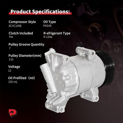 ضاغط Phoboos A/C مع القابض متوافق مع Honda CR-V 2017-2022 ، Honda Civic 2016-2021 ، L4 1.5L. تبريد سريع ، ضوضاء منخفضة ، تسهيل التثبيت ، المرجع. CO-29304C ، 198277 in Kuwait