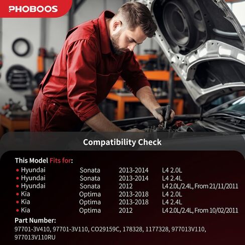 ضاغط Phoboos A/C مع القابض متوافق مع Hyundai Sonata 2012-2014 ، Kia Optima 2012-2018 ، L4 2.0L/2.4L. تبريد سريع ، ضوضاء منخفضة ، تسهيل التثبيت ، المرجع. CO29159C ، 178328 in Kuwait