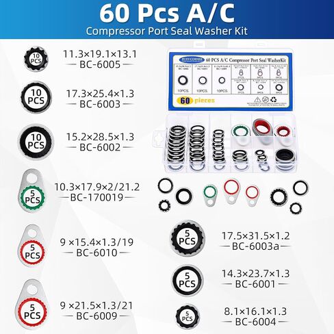 طقم إصلاح AC Car ، أجزاء 15-10422 تراكم تكييف الهواء ، أنبوب فتحة تكييف الهواء ، 270pcs حلقات HNBR O ، 60pcs أختام ضاغط لخدمة نظام A/C in Kuwait
