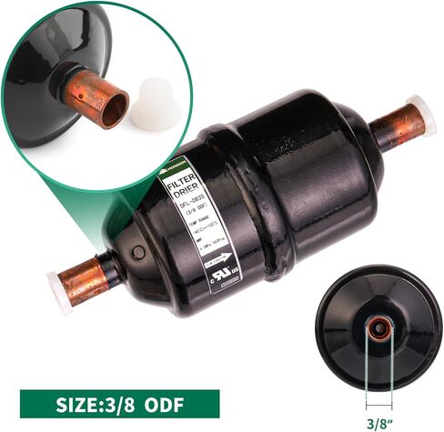 Refrigerant Filter Drier 3/8'' Sweat Connection DFL-083S for CFC, HCFC, HFC Fits 1 to 5 Tons HVAC & Refrigeration Systems in Kuwait