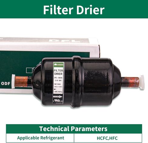 Refrigerant Filter Drier 3/8'' Sweat Connection DFL-083S for CFC, HCFC, HFC Fits 1 to 5 Tons HVAC & Refrigeration Systems in Kuwait