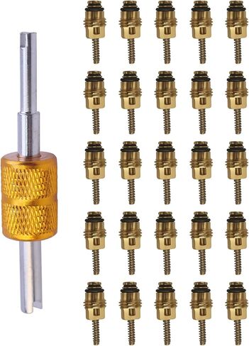 25PCS A/C Valve Core(M10) with Wrench Fit for Ford 4L3Z19D701A Fit for GM 10245619 Fit for Chrysler 4882331 Fit for BAS03009 MT0065, Air Conditioning Valve Cores Brass in Kuwait