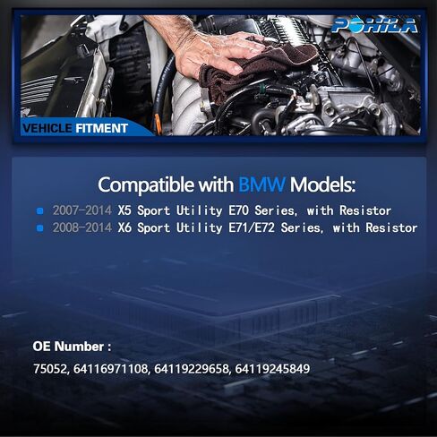 استبدال مجموعة محرك HVAC Heater Plower لمركبات BMW - X5 2007-2014 ، X6 2008-2014 ، فائدة رياضية ، مع المقاوم - الجانب الأمامي ، استبدل# 64116971108 ، 64119229658 in Saudi Arabia