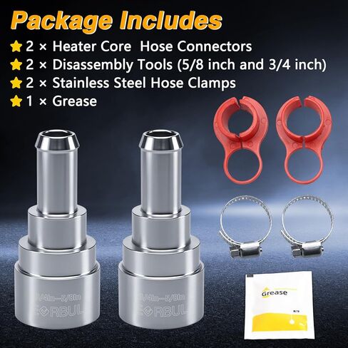 موصلات خرطوم السخان 2pcs - موصل خرطوم الصلب المقاوم للصدأ المبرد/المخرج 3/4in أنبوب × 5/8 بوصة متوافقة مع شيفروليه GMC Cadillac استبدال# 15032062 800-409HP in Kuwait