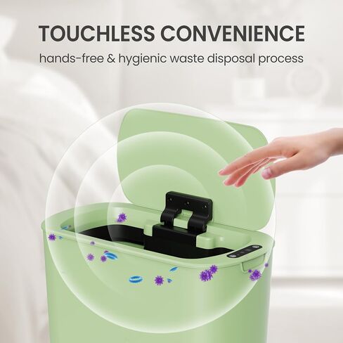 cesun 5 جالون التلقائي سلة المهملات الحمام، touchless استشعار الحركة سلة المهملات مع غطاء، سلة المهملات البلاستيكية الذكية ضئيلة للحمام، مكتب، rv، غرفة نوم، غرفة المعيشة، أبيض in Kuwait
