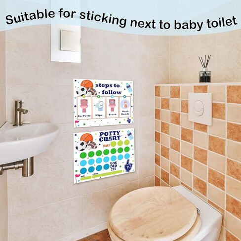 Sports Potty Trainning Sticker Chart for Toddlers Boys Girls, 20 Potty Training Chart with 432 Stickers & 1 Routine Card - B14 in Kuwait
