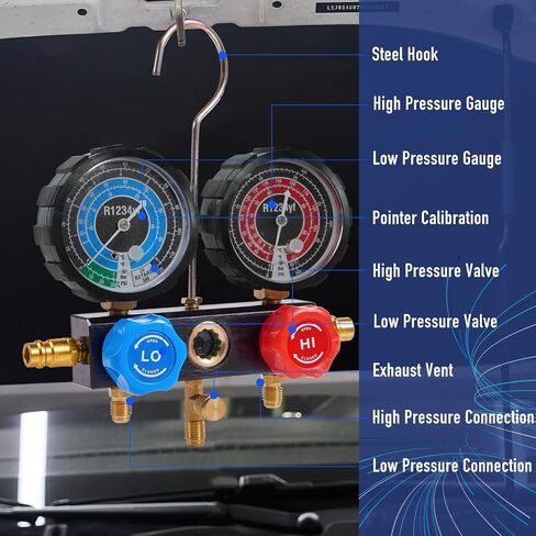 BACOENG R1234yf AC Vacuum Pump and Gauge Set, 4 CFM HVAC Vacuum Pump and Manifold Gauge Set with Leak Detector for R1234yf Refrigerant, with Can Tap and Quick Couplers in Kuwait