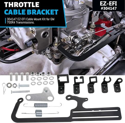 EZ-EFI 304147 Throttle Cable Mount Kits For 4150 Carburetor Throttle Cable Mount Bracket Steel Black Adjustable for Automatic Transmission TV Cables for GM 700R4 Transfer (304147) in Saudi Arabia