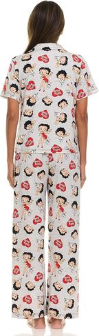 Betty Boop Women’s Pajama Set, Soft Stretchy Pajamas with Pants and Short Sleeve, Notch Collar & Button Down Top in Saudi Arabia