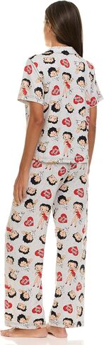 Betty Boop Women’s Pajama Set, Soft Stretchy Pajamas with Pants and Short Sleeve, Notch Collar & Button Down Top in Saudi Arabia