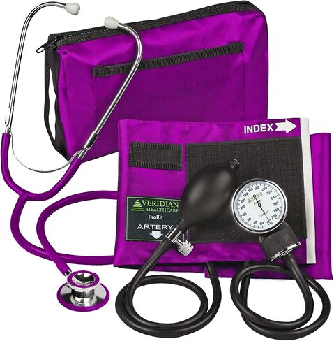Veridian Healthcare ProKit Aneroid Sphygmomanometer with Dual-Head Scope, Adult, Burgundy, (02-12704) in Saudi Arabia