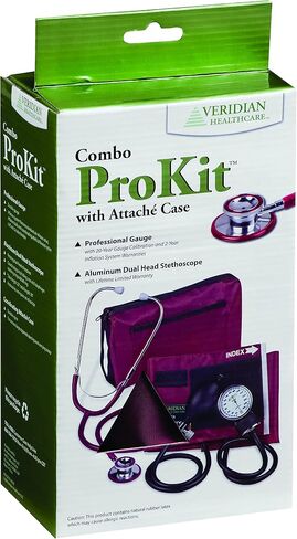 Veridian Healthcare ProKit Aneroid Sphygmomanometer with Dual-Head Scope, Adult, Burgundy, (02-12704) in Saudi Arabia