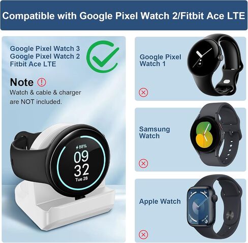 TiMOVO Stand Compatible with Google Pixel Watch 2/Fitbit Ace LTE Charger,Nonslip Charger Stand Holder with Integrated Cable Management Slot,Vertical & Compact Charger Bracket[Cable Not Included],Black in Saudi Arabia