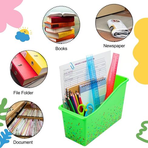 Jinei 24 Pack Book Bins for Classroom Bulk Confetti Plastic Storage Bin with Name Labels Plastic Classroom Book Bins Organization Baskets Boxes Teacher Storage Bins for Classroom Home Office in Saudi Arabia