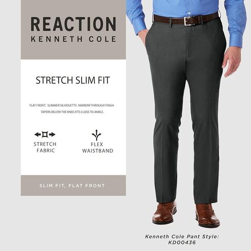 بنطال Kenneth Cole Reaction الرجالي ذو الأداء النحيف ذو الأداء الصلب، أسود، 30 عرض × 30 طول in Saudi Arabia