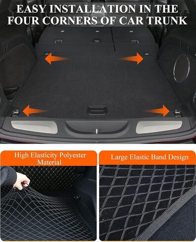 Trunk Cargo Elastic Net, Car Organizer 28"x24" Stretch to 56"x48", with 3pcs Universal Mesh Storage Pouch Bag, Heavy Duty with 6-Steel Hooks+4 ABS Hook in Saudi Arabia