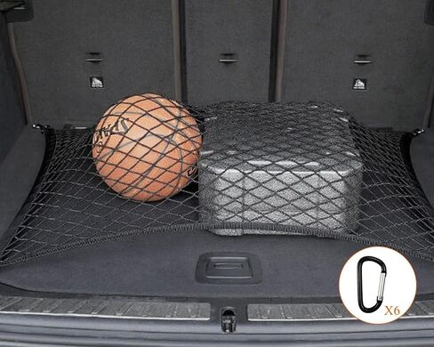 Trunk Cargo Elastic Net, Car Organizer 28"x24" Stretch to 56"x48", with 3pcs Universal Mesh Storage Pouch Bag, Heavy Duty with 6-Steel Hooks+4 ABS Hook in Saudi Arabia