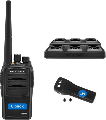 Midland MB400 BizTalk IP67 Business Band Two-Way Radio, Black, 2 Pack | 16 Business Channels, 142 Privacy Codes, 4W of Power and Bi-Lingual Voice Announcements (English/Spanish) in Kuwait