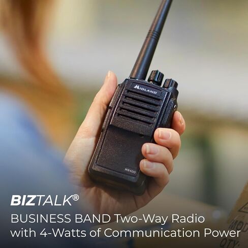 Midland MB400 BizTalk IP67 Business Band Two-Way Radio, Black, 2 Pack | 16 Business Channels, 142 Privacy Codes, 4W of Power and Bi-Lingual Voice Announcements (English/Spanish) in Kuwait