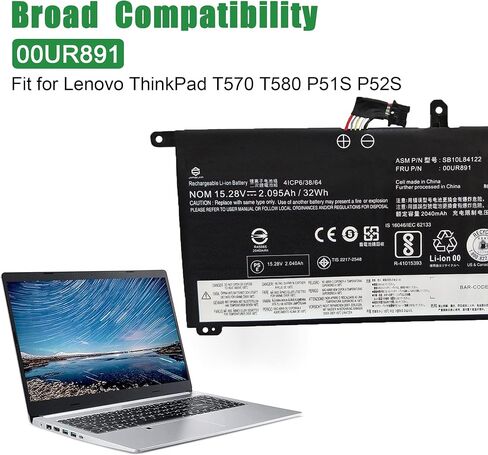 01AV427 SB10K97584 61++ استبدال بطارية الكمبيوتر المحمول لينوفو ثينك باد T470 P51S P52S T480 T570 T580 TP25 A475 A485 Series Notebook 4X50M08812 01AV428 01AV492 SB10K97585 10.8V 72Wh 6600mAh in Saudi Arabia