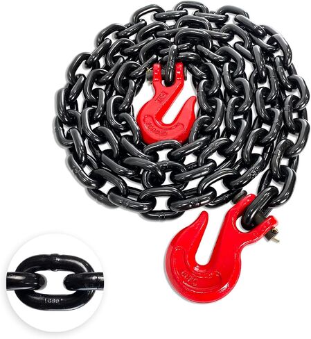 YATOINTO G80 Transport Binder Chain 5/16 Inch x 18 Foot with 2 Clevis Grab Hooks & 2 Added Clevis Snap Hook, 4,900 lbs SWL, Heavy-Duty Logging Chain for Transporting, Towing, Tie Down in Saudi Arabia