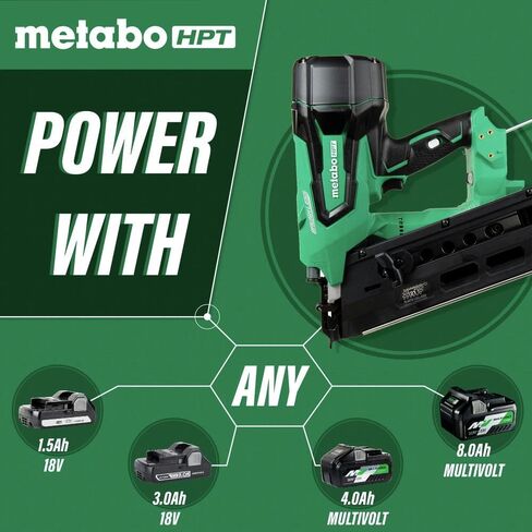 Metabo HPT 18V Cordless Framing Nailer | Tool Only - No Battery | Brushless Motor | 2-Inch up to 3-1/2-Inch Round Plastic Strip Nails | Lifetime Tool Warranty | NR1890DRSQ7 in Saudi Arabia