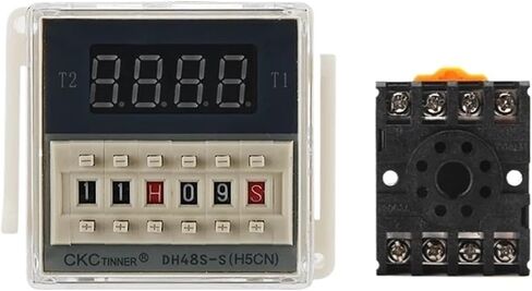 DH48S-S Digital Delay Time Relay Repeat Cycle SPDT Programmable with Socket Base 0.1s-990h AC 110V 220V DC 12V 24V Din Rail(DC AC24V) in Saudi Arabia