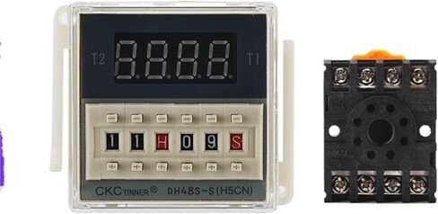 DH48S-S Digital Delay Time Relay Repeat Cycle SPDT Programmable with Socket Base 0.1s-990h AC 110V 220V DC 12V 24V Din Rail(DC AC24V) in Saudi Arabia