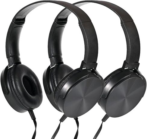 Bulk Kids Headphones for School Classroom 5-Pack,Durable Wired On-Ear 3.5mm Plug for Kids,Students,Computer,Kindle Fire,Chromebook,Laptop,Mobile Phone-Black in Kuwait