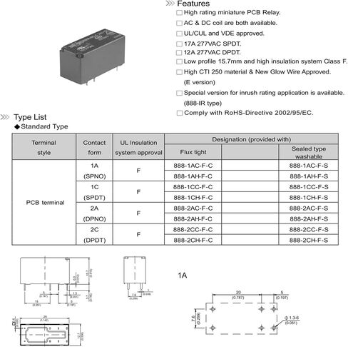 888HN-1AH-F-C 12VDC 17A 6PINS ترحيل مكيفات الهواء سخان المياه in Saudi Arabia