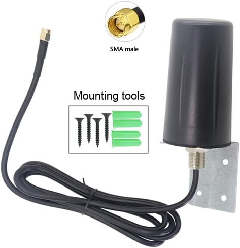Banyanxin 5G 4G 3GGSM Aerial IP67 Waterproof Indoor Outdoor External WiFi Omni 15dbi Antenna for Signal Booste with 1.5m Cable (White 1.5M SMA Male) in Saudi Arabia
