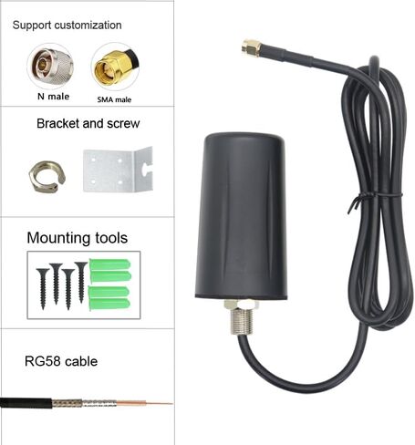 Banyanxin 5G 4G 3GGSM Aerial IP67 Waterproof Indoor Outdoor External WiFi Omni 15dbi Antenna for Signal Booste with 1.5m Cable (White 1.5M SMA Male) in Saudi Arabia