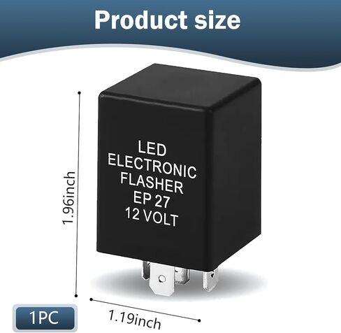 EP27 LED Flasher Relay - Signal Signal Electronic Signal Signal Ford و Dodge و Chevrolet و Lincoln و Mercury و Mazda و Fix Hyper Flash و Universal Fit Car Module (Black) in Kuwait