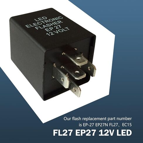 EP27 LED Flasher Relay - Signal Signal Electronic Signal Signal Ford و Dodge و Chevrolet و Lincoln و Mercury و Mazda و Fix Hyper Flash و Universal Fit Car Module (Black) in Kuwait