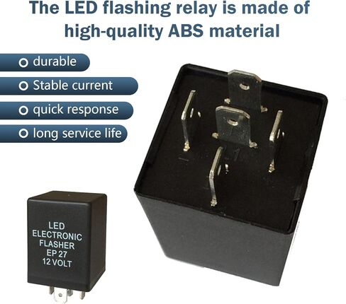 EP27 LED Flasher Relay - Signal Signal Electronic Signal Signal Ford و Dodge و Chevrolet و Lincoln و Mercury و Mazda و Fix Hyper Flash و Universal Fit Car Module (Black) in Kuwait