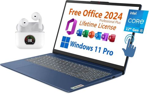 Lenovo كمبيوتر محمول للأعمال مقاس 15.6 بوصة، Microsoft Office 2021 مجاني مع ترخيص مدى الحياة، شاشة لمس FHD، Intel 6-Core i3-1215U حتى 4.4 جيجا هرتز، ذاكرة الوصول العشوائي 16 جيجا، 512 جيجا SSD، Wifi 6، بطارية 7 ساعات، Windows 11 Pro in Saudi Arabia