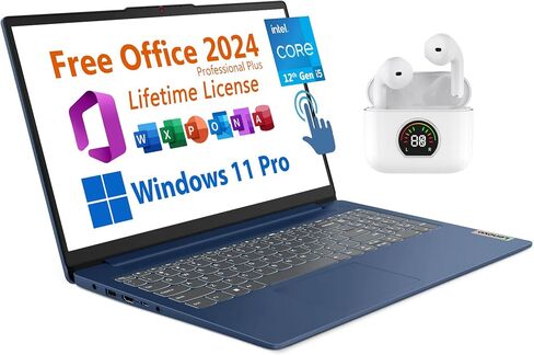 Lenovo كمبيوتر محمول للأعمال مقاس 15.6 بوصة، Microsoft Office 2021 مجاني مع ترخيص مدى الحياة، شاشة لمس FHD، Intel 6-Core i3-1215U حتى 4.4 جيجا هرتز، ذاكرة الوصول العشوائي 16 جيجا، 512 جيجا SSD، Wifi 6، بطارية 7 ساعات، Windows 11 Pro in Saudi Arabia