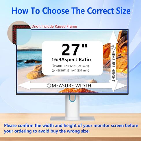 17 Inch Computer Privacy Screen Filter for Desktop Widescreen Monitor 16:10 Aspect Ratio - Anti-Glare - Blocks 96% UV - Anti-Scratch in Kuwait