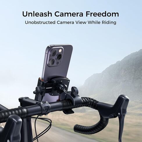 Bike Phone Mount, [Unobstructed Camera] Bicycle Motorcycle Phone Holder [Silicone Coated] Handlebar Phone Mount for Ebike, Stroller, Scooter Fits All 4.5"-6.9" Cell Phones 15 Pro Max Samsung S24 in Saudi Arabia