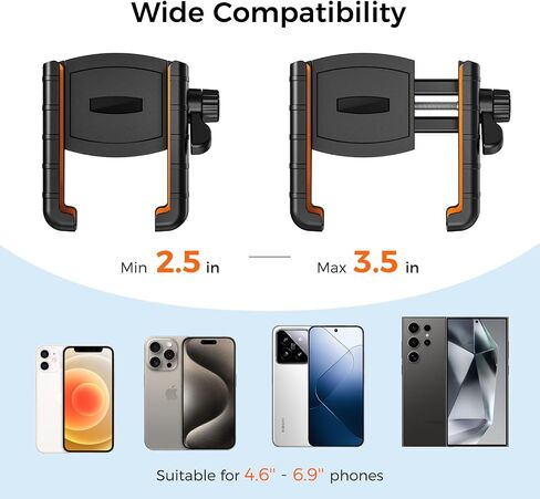 Bike Phone Mount, [Unobstructed Camera] Bicycle Motorcycle Phone Holder [Silicone Coated] Handlebar Phone Mount for Ebike, Stroller, Scooter Fits All 4.5"-6.9" Cell Phones 15 Pro Max Samsung S24 in Saudi Arabia