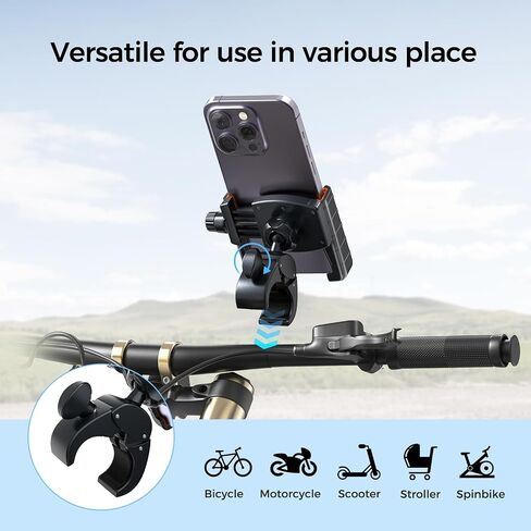Bike Phone Mount, [Unobstructed Camera] Bicycle Motorcycle Phone Holder [Silicone Coated] Handlebar Phone Mount for Ebike, Stroller, Scooter Fits All 4.5"-6.9" Cell Phones 15 Pro Max Samsung S24 in Saudi Arabia