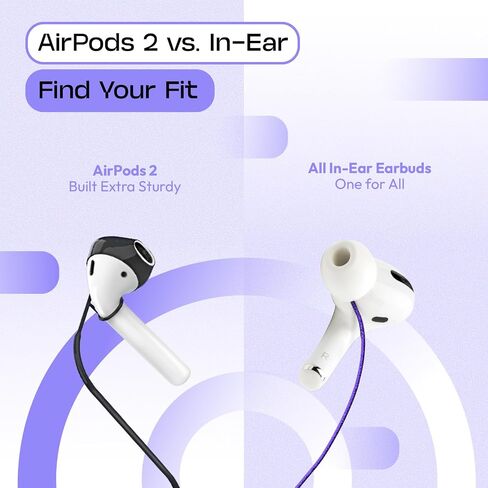 New Version of Anti-Lost Strap for Wireless in-Ear Earbuds with Ear Tips, Airpod pro Lanyard - Black (Compatible with Airpods Pro 1 2 3, Sony, Beats, Samsung, Bose) in Kuwait