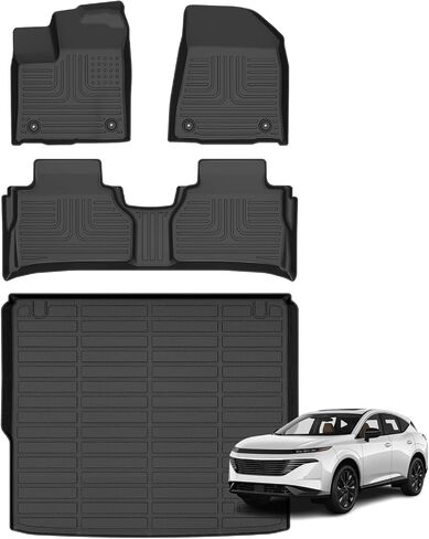 Floor Mats & Cargo Liner for Hyundai Tucson Hybrid 2025 2024 2023 2022 (Not For PHEV) All Weather Automotive TPE Liners Set Anti-Slip Waterproof Floor Liners Accessories (Car Mats+Trunk Mat)Black in Saudi Arabia