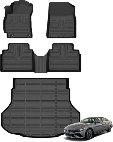 Floor Mats & Cargo Liner for Hyundai Tucson Hybrid 2025 2024 2023 2022 (Not For PHEV) All Weather Automotive TPE Liners Set Anti-Slip Waterproof Floor Liners Accessories (Car Mats+Trunk Mat)Black in Saudi Arabia